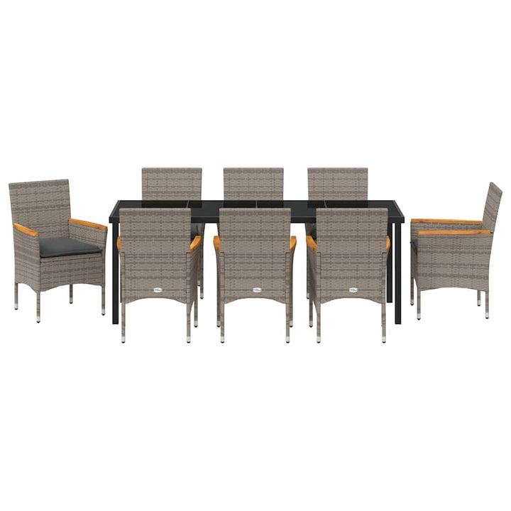 Have Spisebordssæt med pude 9 pcs Grå polyrattan