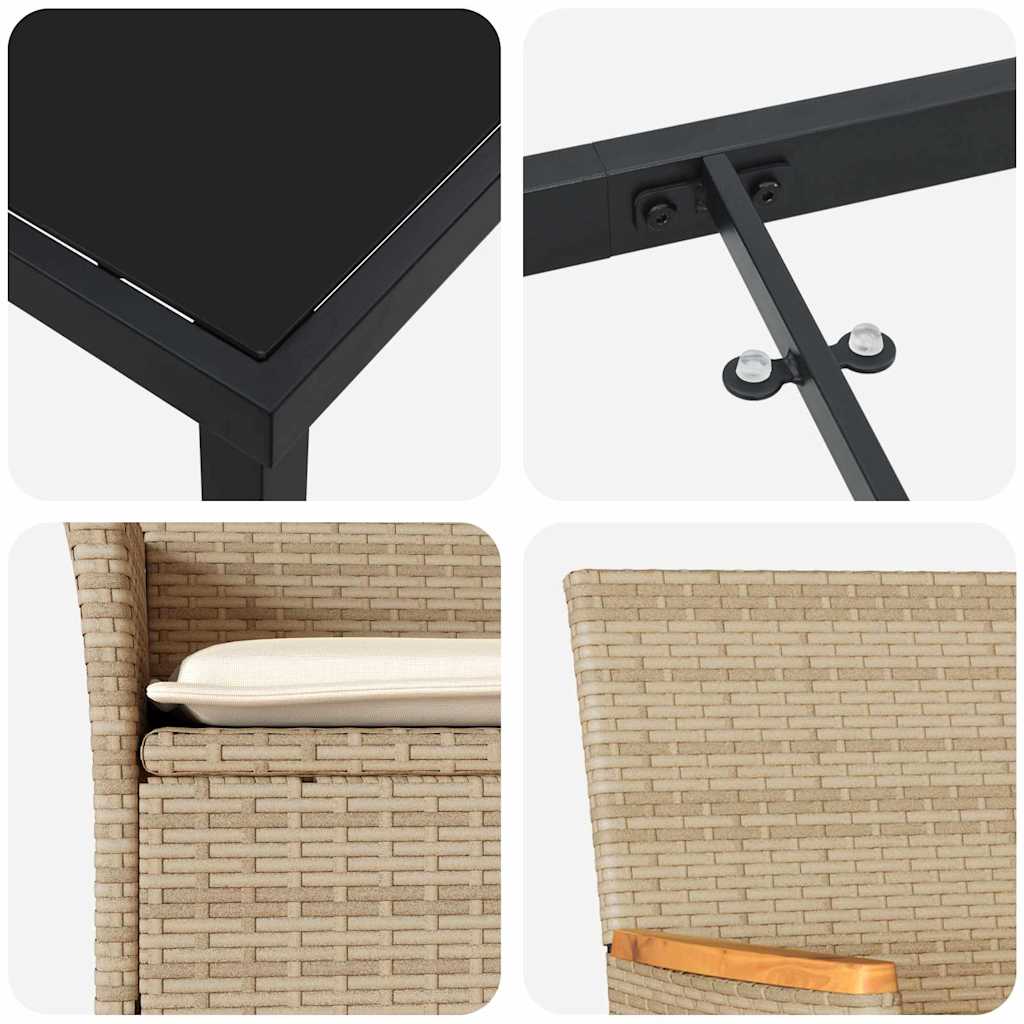 Have Spisebordssæt med pude 3 pcs Beige polyrattan