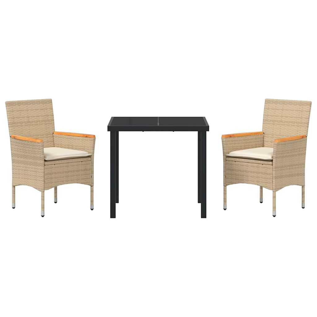 Have Spisebordssæt med pude 3 pcs Beige polyrattan