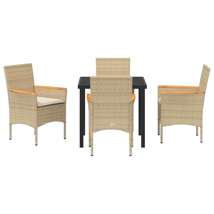 Have Spisebordssæt med pude 5 pcs Beige polyrattan
