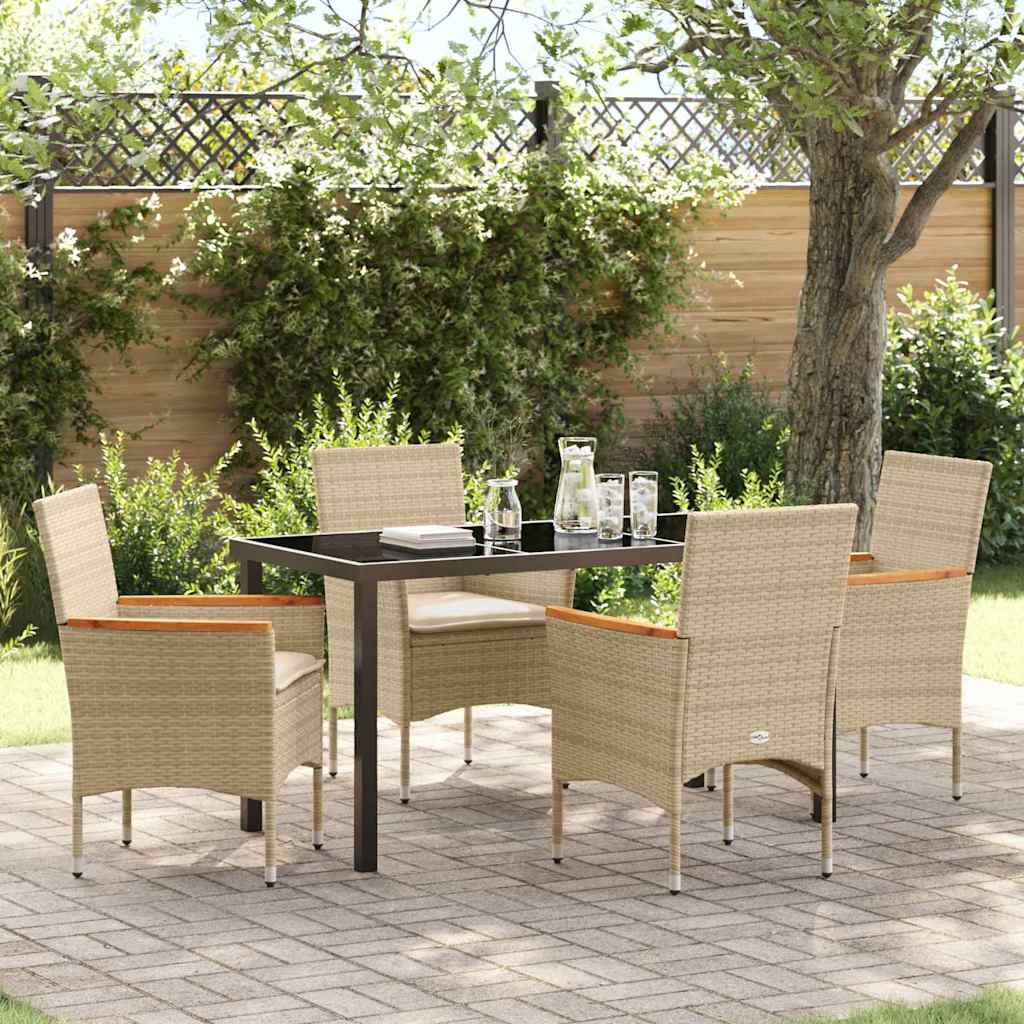 Have Spisebordssæt med pude 5 pcs Beige polyrattan