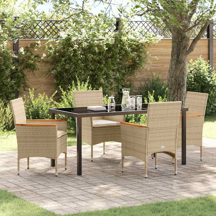 Have Spisebordssæt med pude 5 pcs Beige polyrattan