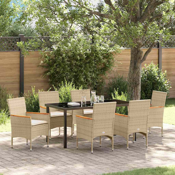 Have Spisebordssæt med pude 7 pcs Beige polyrattan