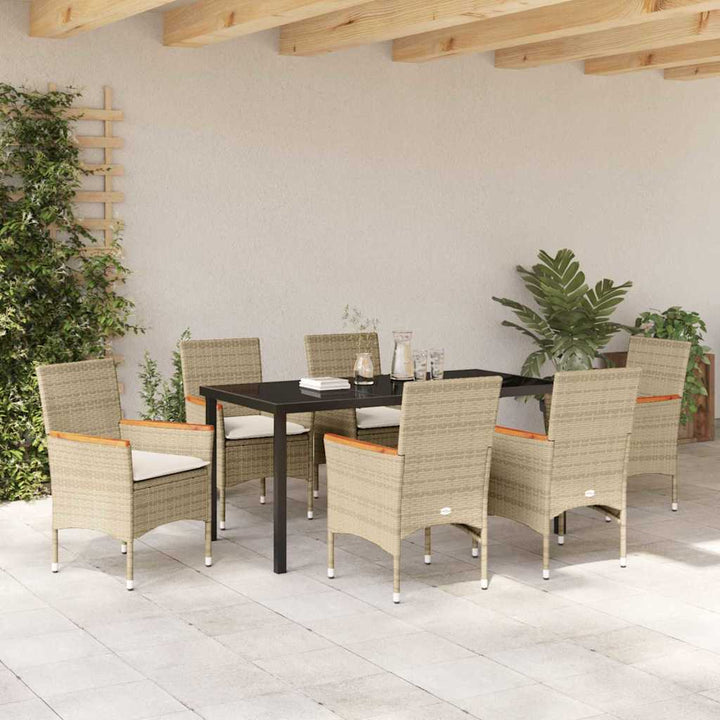 Have Spisebordssæt med pude 7 pcs Beige polyrattan