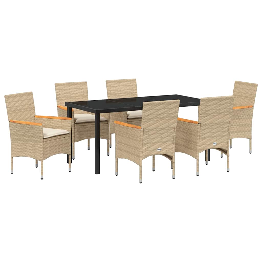 Have Spisebordssæt med pude 7 pcs Beige polyrattan