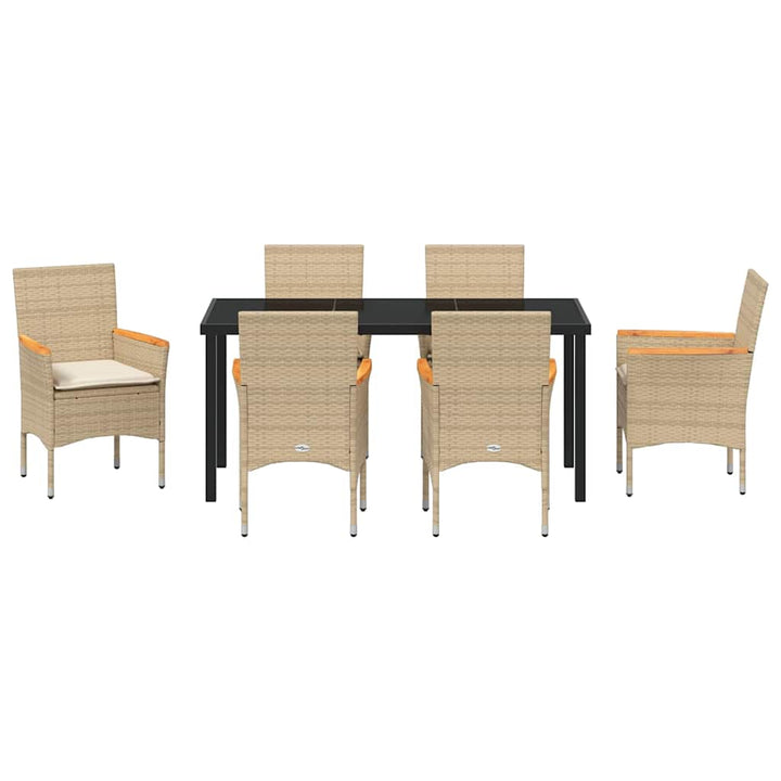 Have Spisebordssæt med pude 7 pcs Beige polyrattan