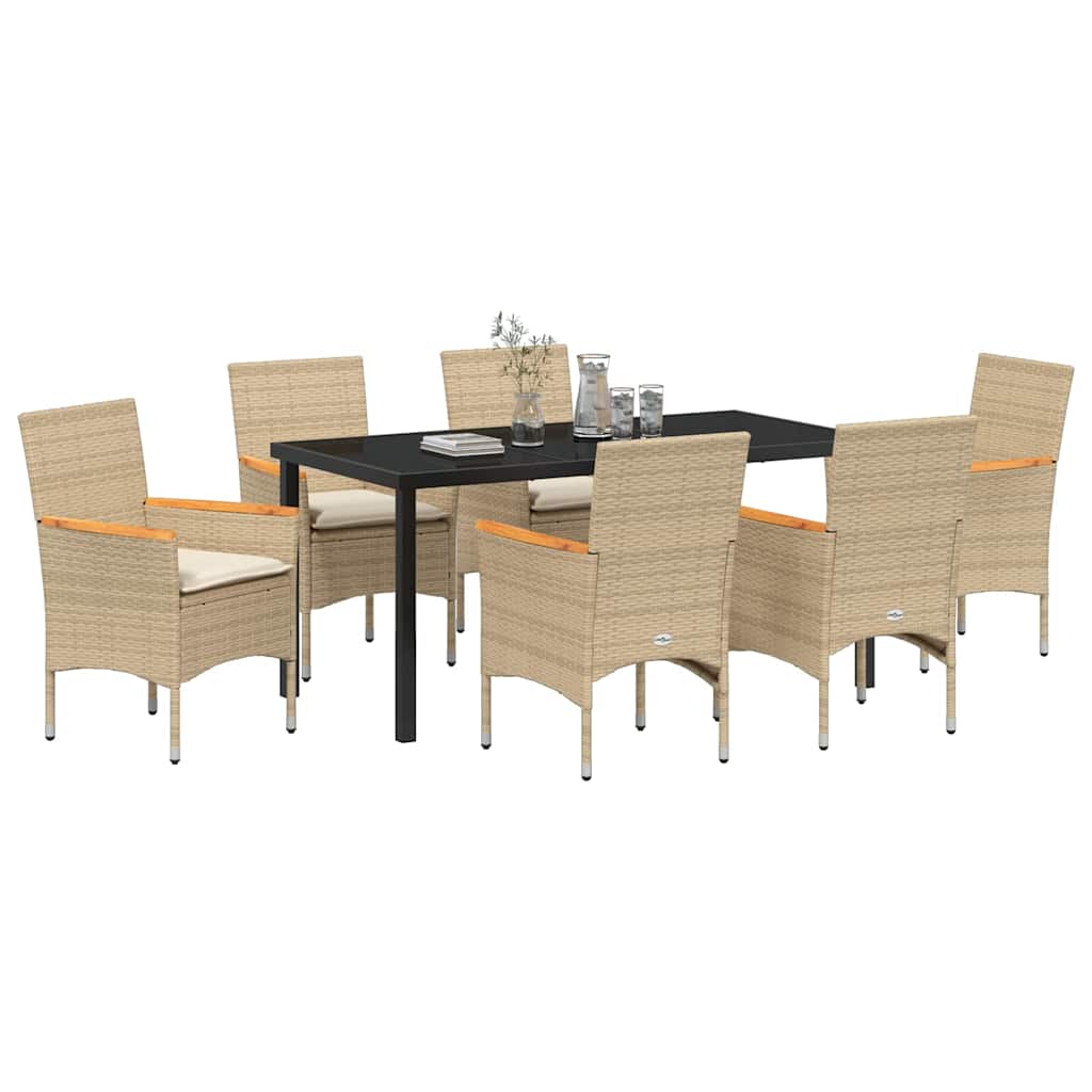 Have Spisebordssæt med pude 7 pcs Beige polyrattan