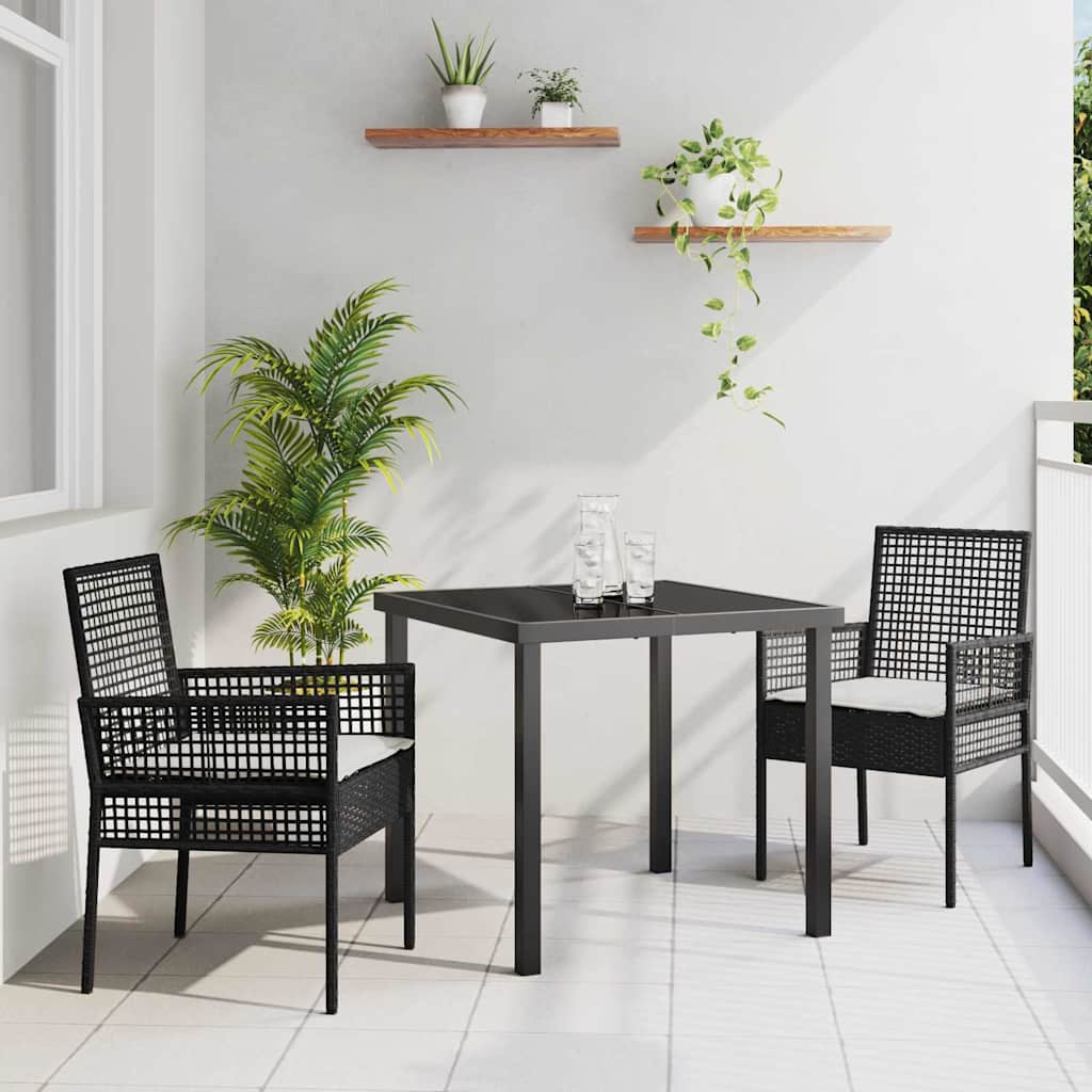 Have Spisebordssæt med pude 3 pcs Sort polyrattan
