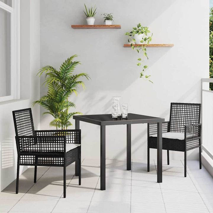 Have Spisebordssæt med pude 3 pcs Sort polyrattan