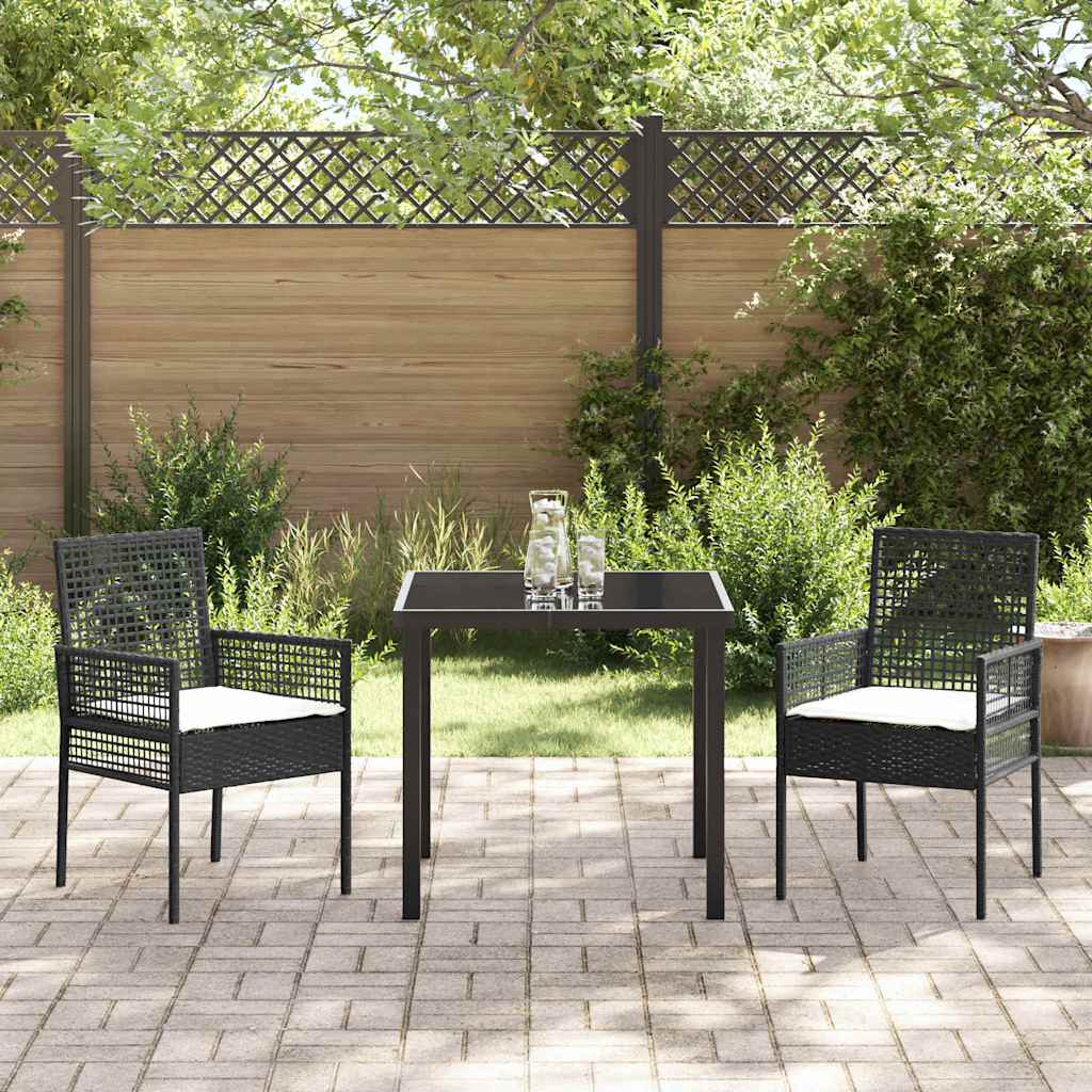 Have Spisebordssæt med pude 3 pcs Sort polyrattan