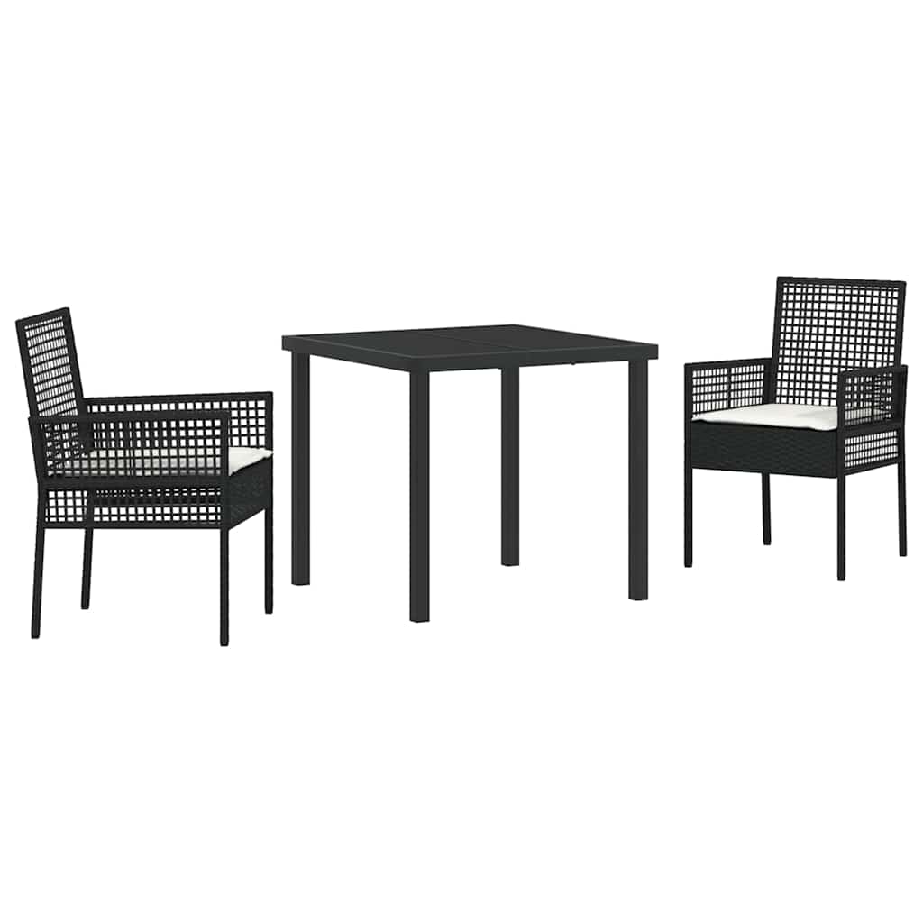 Have Spisebordssæt med pude 3 pcs Sort polyrattan