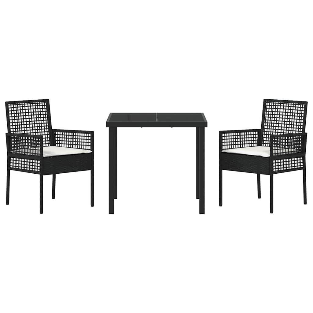 Have Spisebordssæt med pude 3 pcs Sort polyrattan