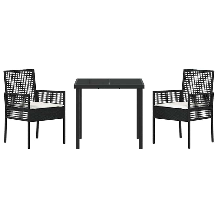 Have Spisebordssæt med pude 3 pcs Sort polyrattan