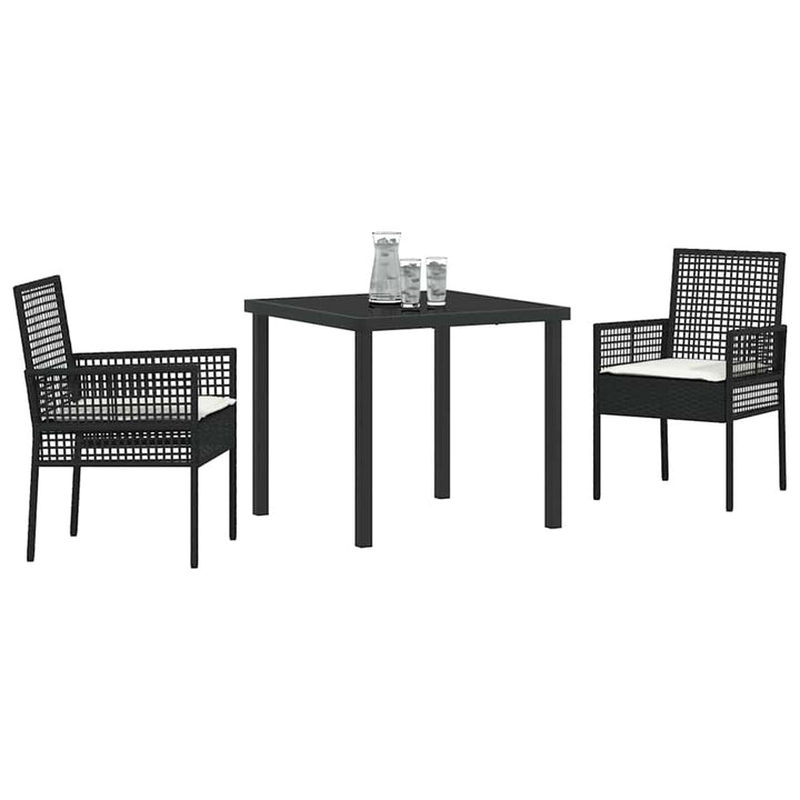Have Spisebordssæt med pude 3 pcs Sort polyrattan
