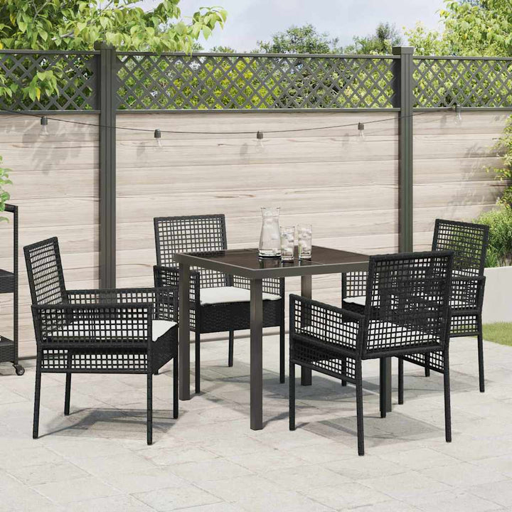 Have Spisebordssæt med pude 5 pcs Sort polyrattan