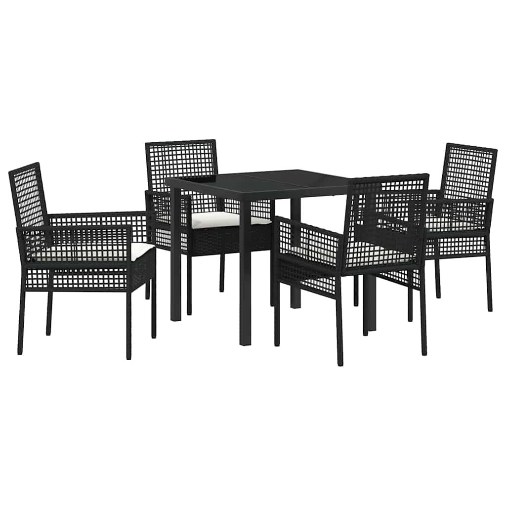 Have Spisebordssæt med pude 5 pcs Sort polyrattan