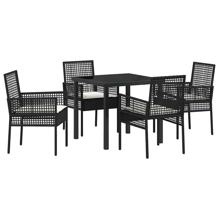 Have Spisebordssæt med pude 5 pcs Sort polyrattan