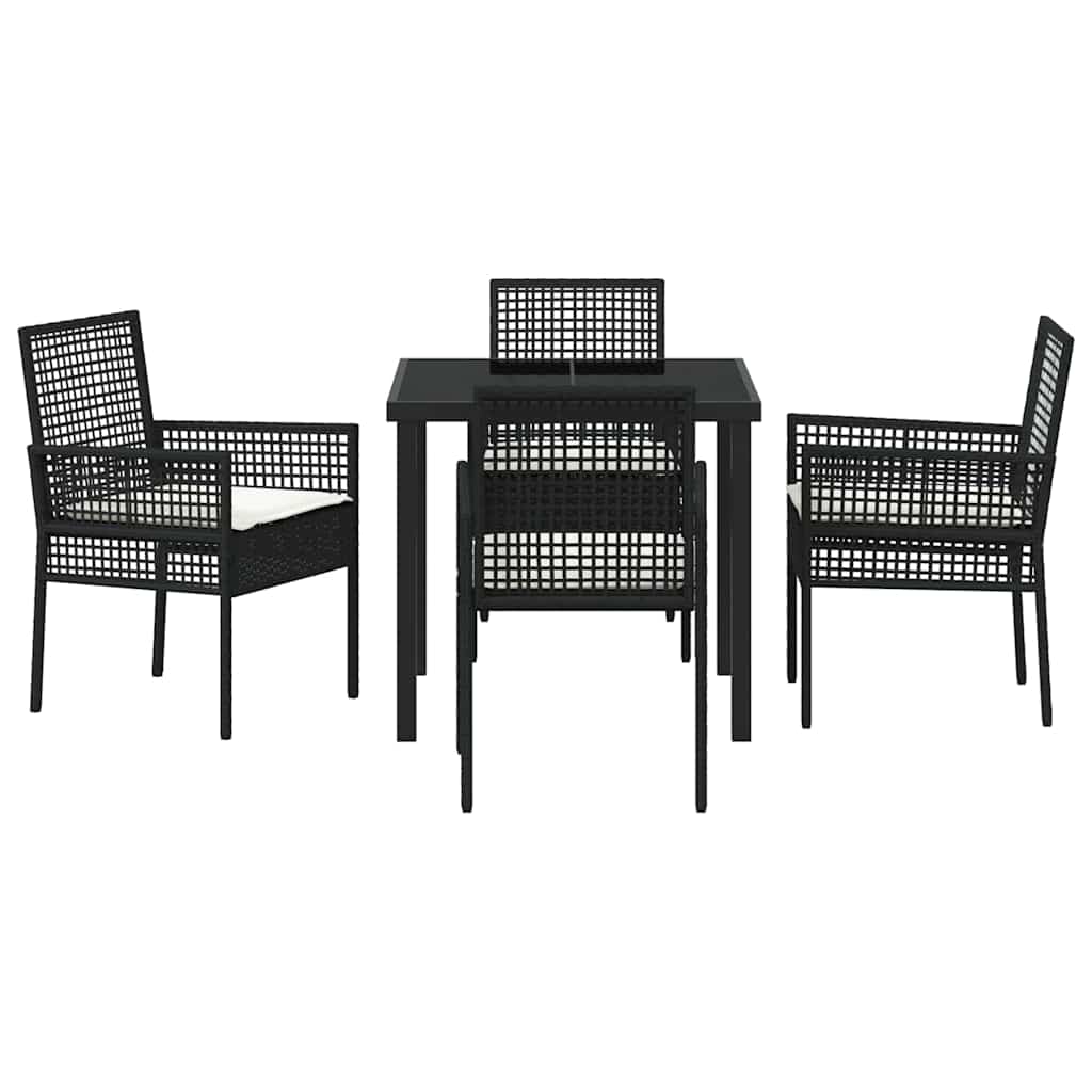 Have Spisebordssæt med pude 5 pcs Sort polyrattan