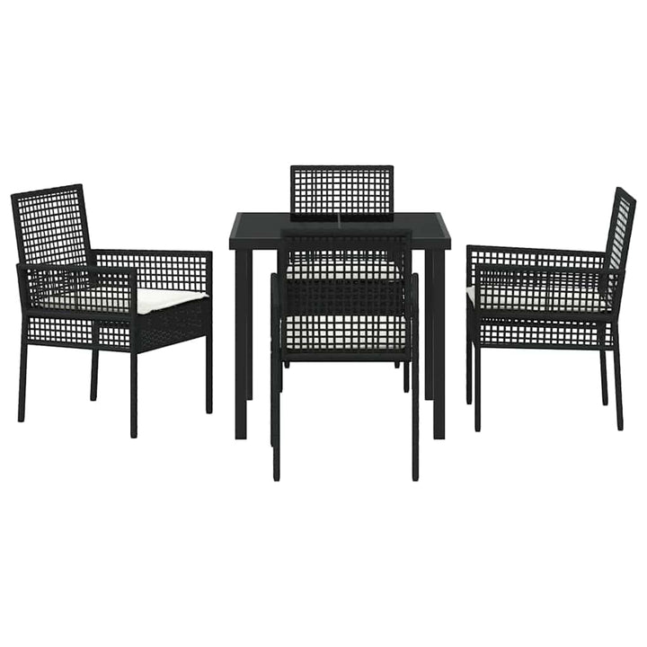 Have Spisebordssæt med pude 5 pcs Sort polyrattan
