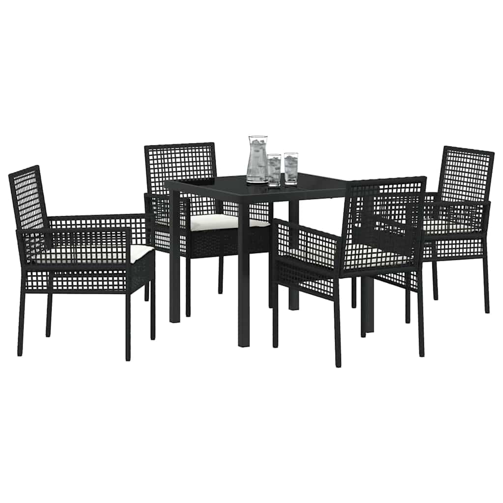 Have Spisebordssæt med pude 5 pcs Sort polyrattan