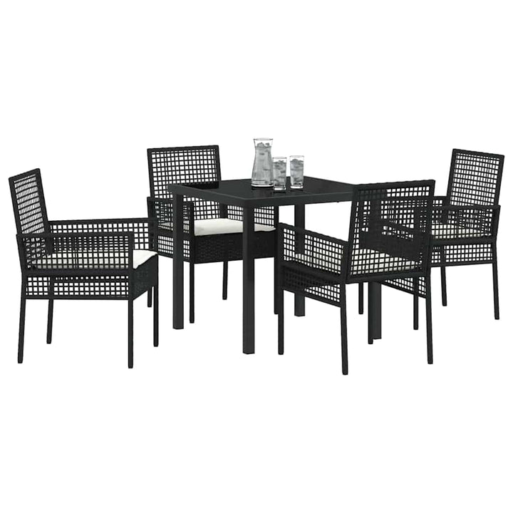 Have Spisebordssæt med pude 5 pcs Sort polyrattan