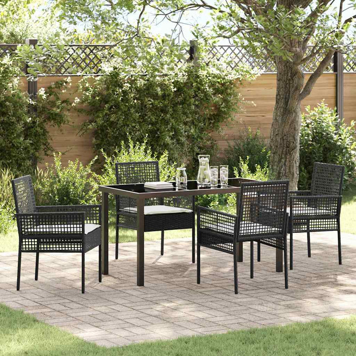 Have Spisebordssæt med pude 5 pcs Sort polyrattan