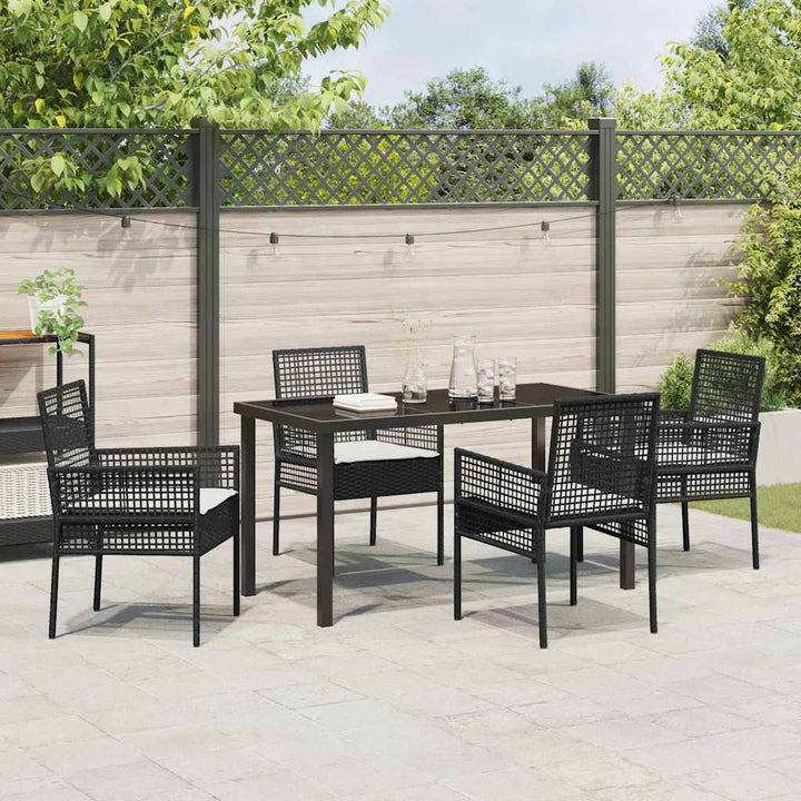 Have Spisebordssæt med pude 5 pcs Sort polyrattan