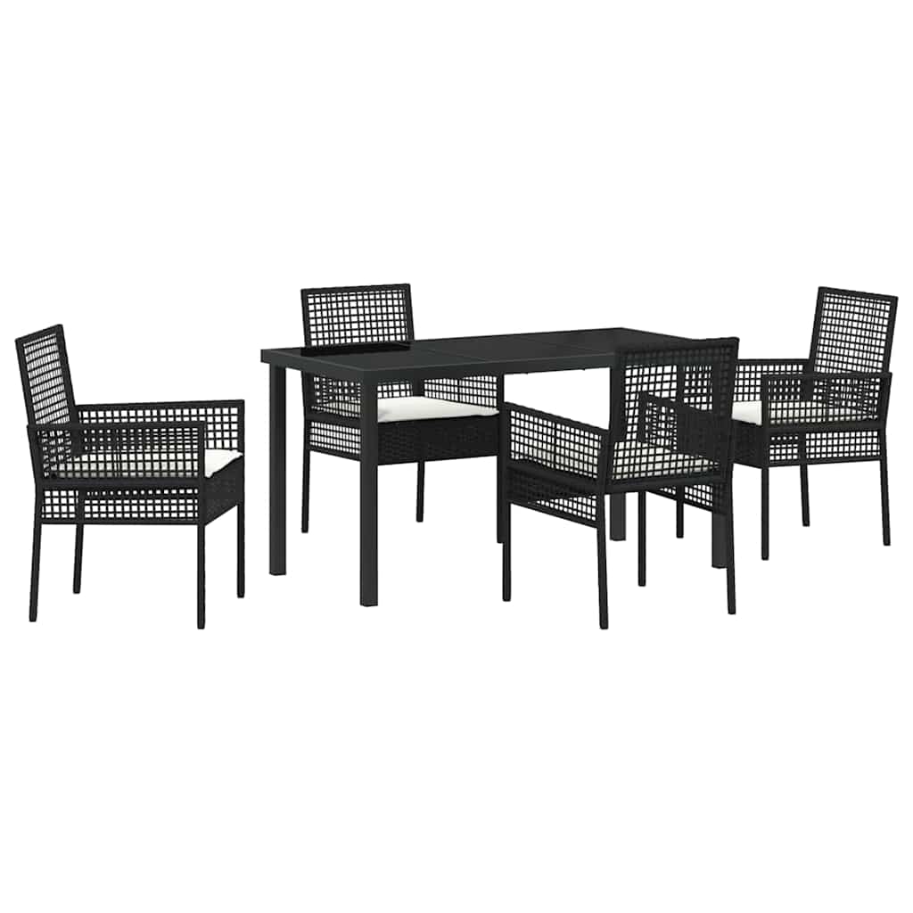 Have Spisebordssæt med pude 5 pcs Sort polyrattan