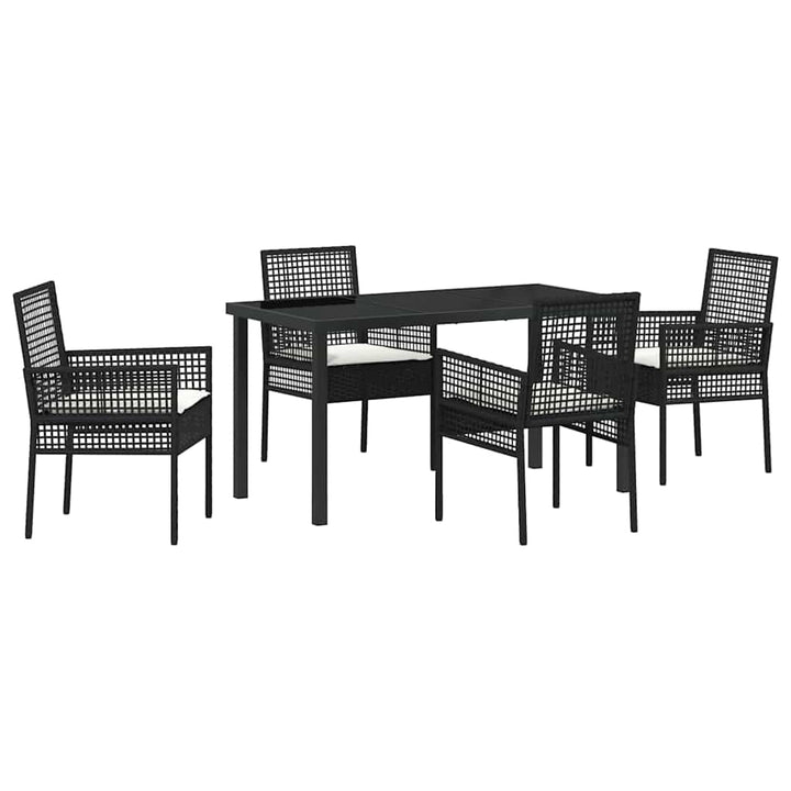 Have Spisebordssæt med pude 5 pcs Sort polyrattan