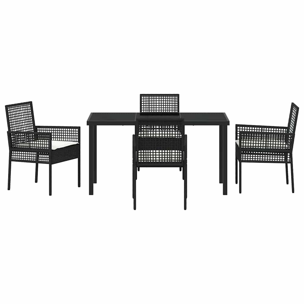 Have Spisebordssæt med pude 5 pcs Sort polyrattan