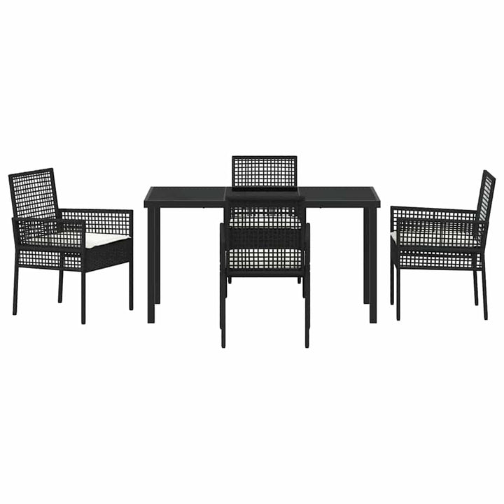 Have Spisebordssæt med pude 5 pcs Sort polyrattan
