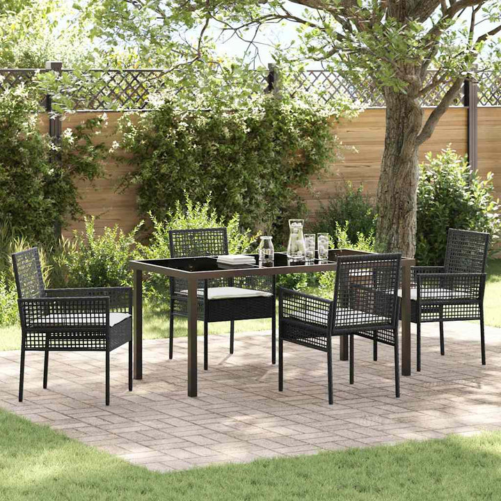 Have Spisebordssæt med pude 5 pcs Sort polyrattan