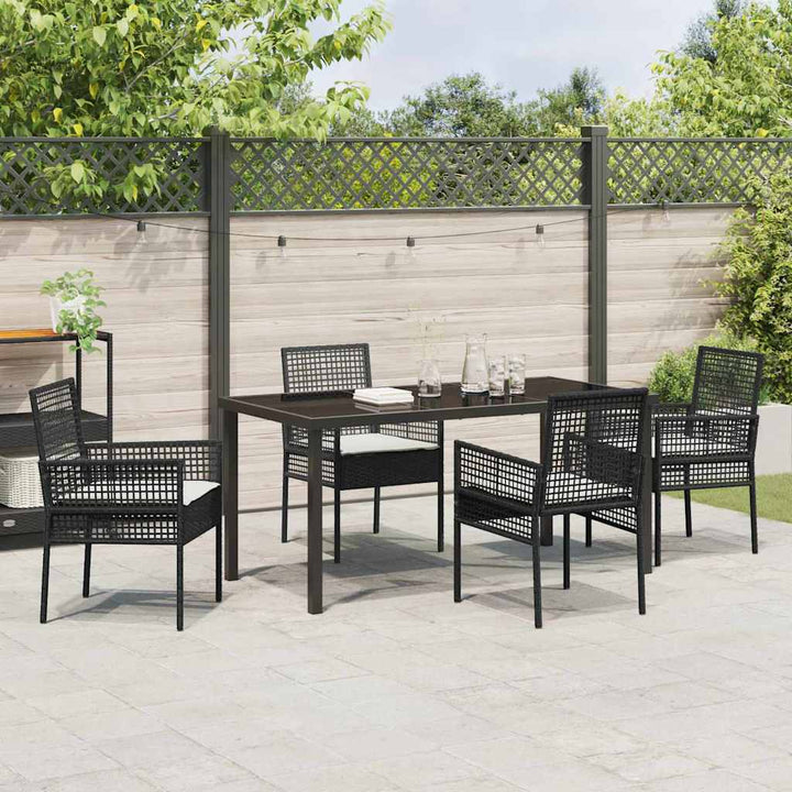 Have Spisebordssæt med pude 5 pcs Sort polyrattan