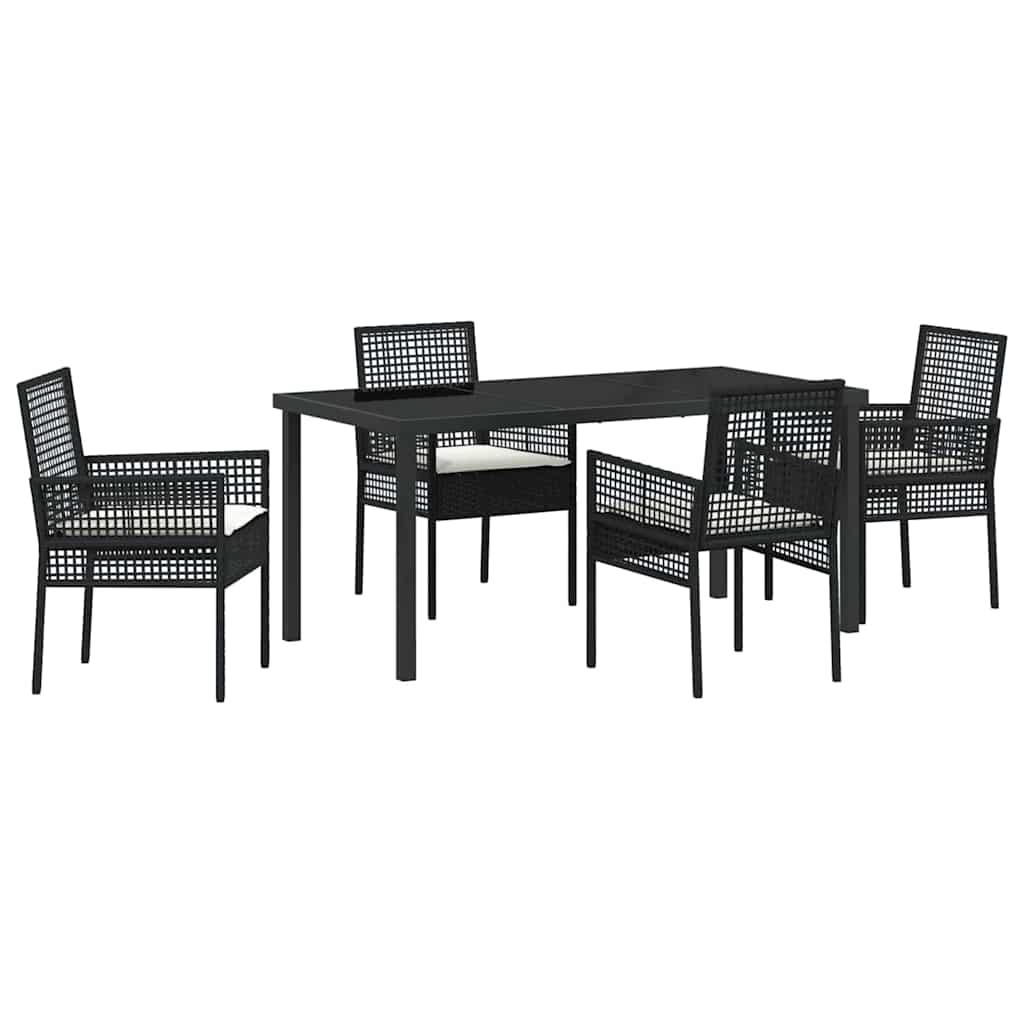 Have Spisebordssæt med pude 5 pcs Sort polyrattan