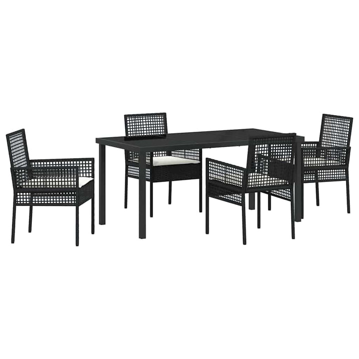 Have Spisebordssæt med pude 5 pcs Sort polyrattan
