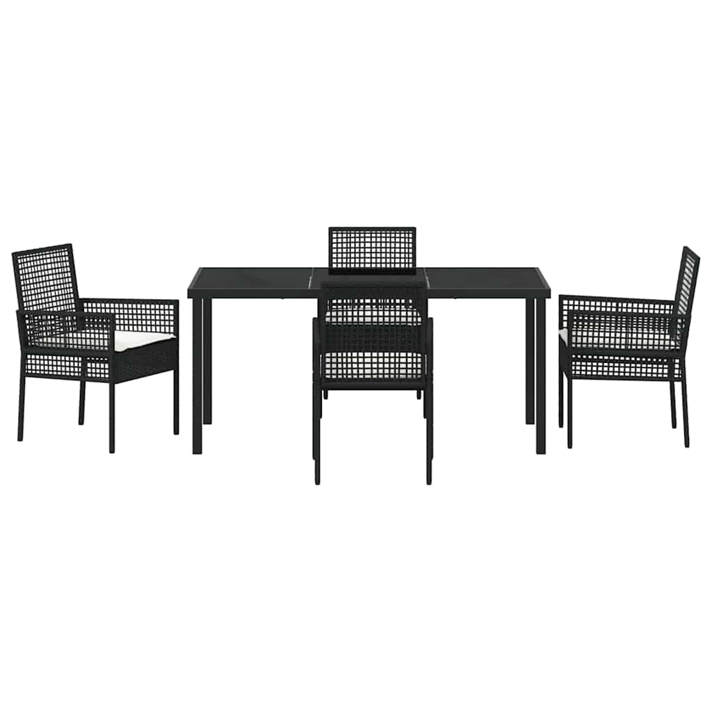 Have Spisebordssæt med pude 5 pcs Sort polyrattan