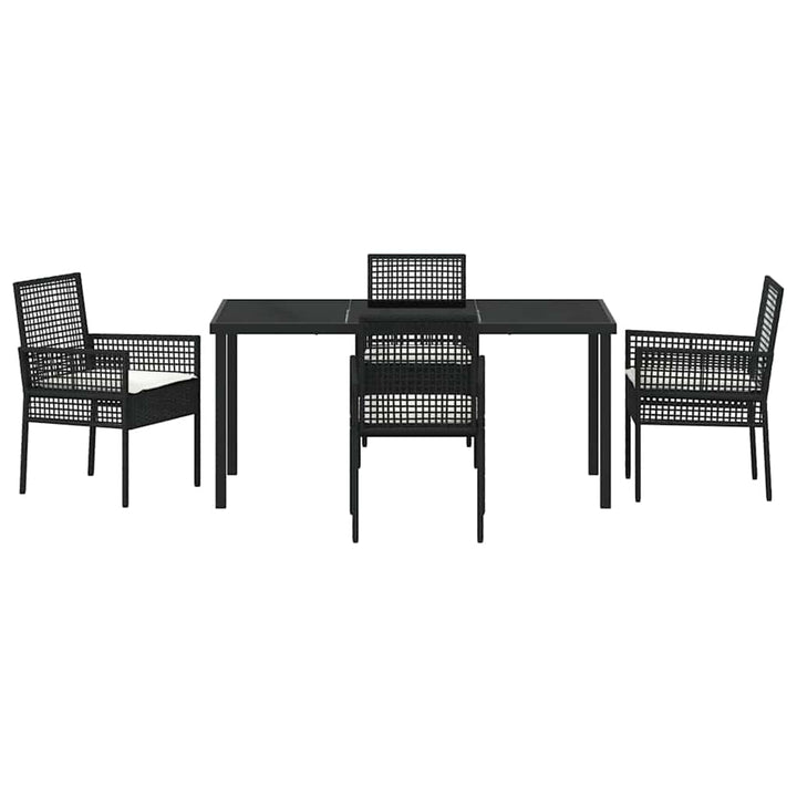 Have Spisebordssæt med pude 5 pcs Sort polyrattan