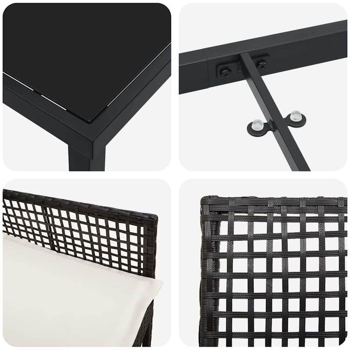 Have Spisebordssæt med pude 7 pcs Sort polyrattan