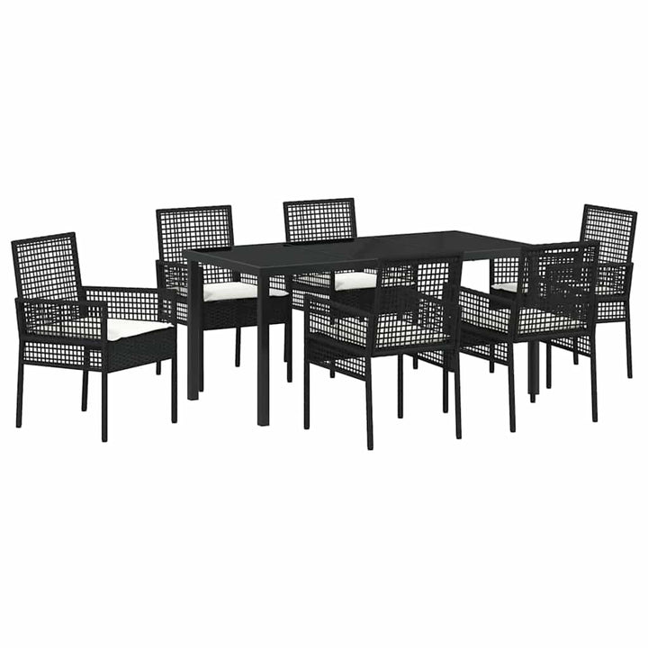 Have Spisebordssæt med pude 7 pcs Sort polyrattan