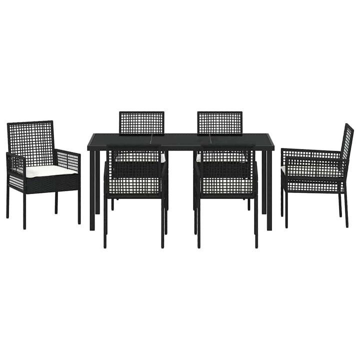 Have Spisebordssæt med pude 7 pcs Sort polyrattan