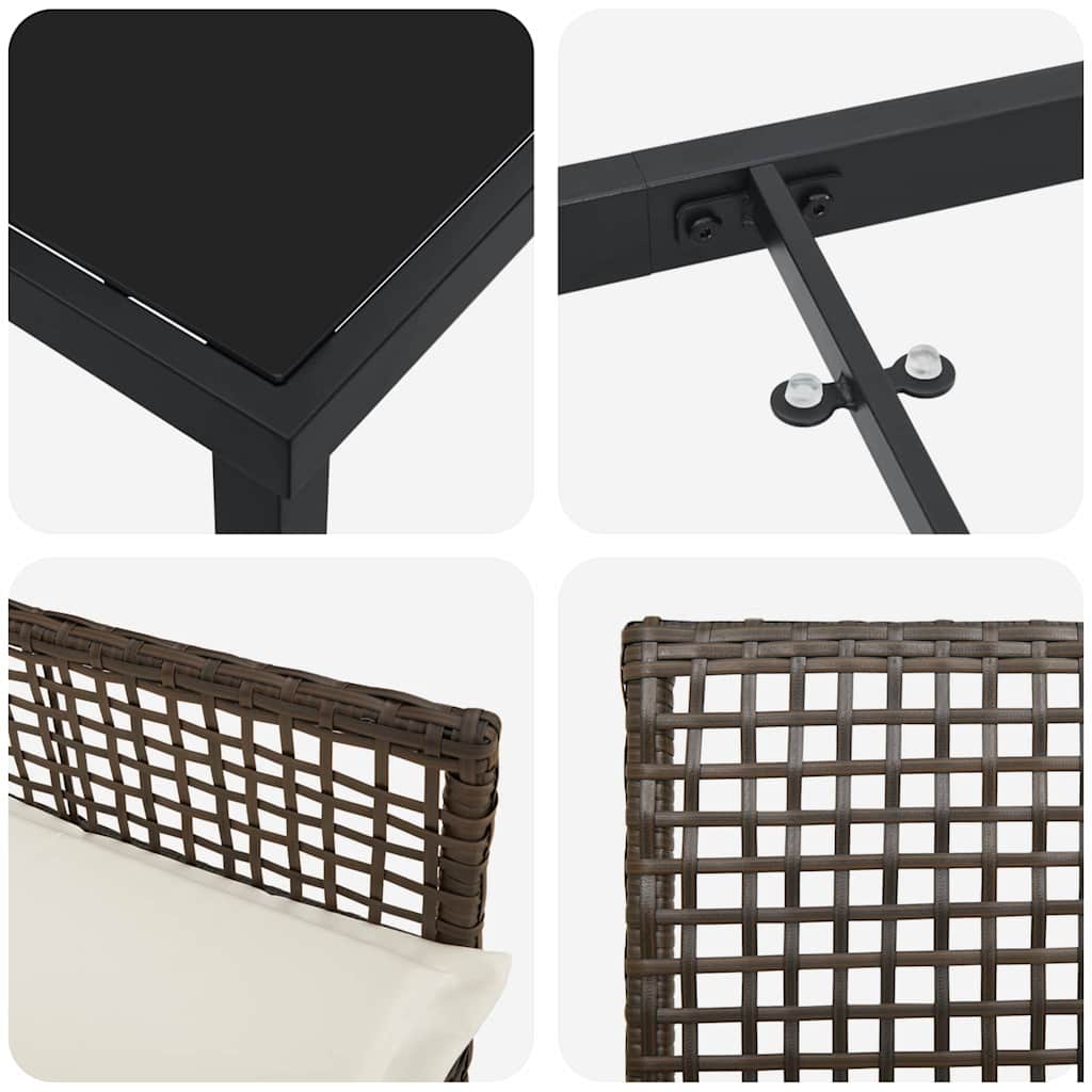 Have Spisebordssæt med pude 3 pcs Brun polyrattan