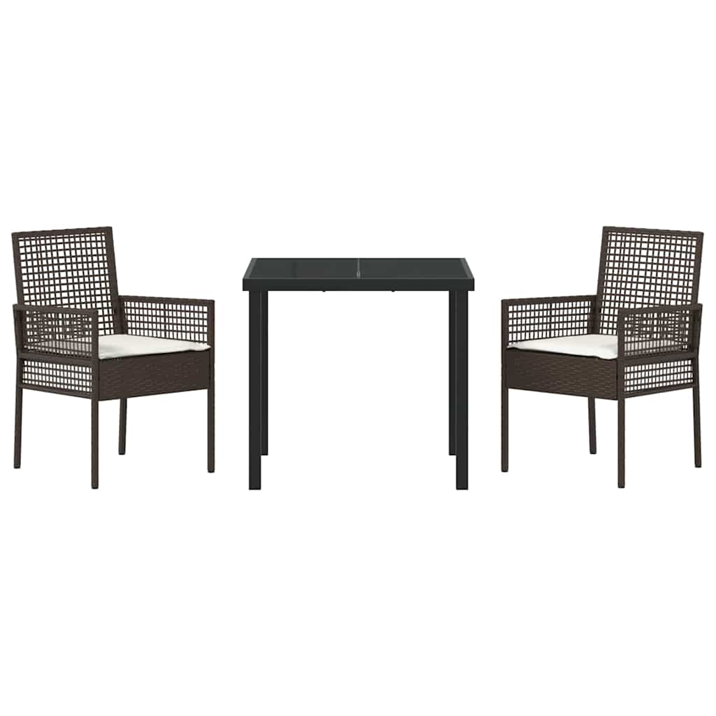 Have Spisebordssæt med pude 3 pcs Brun polyrattan