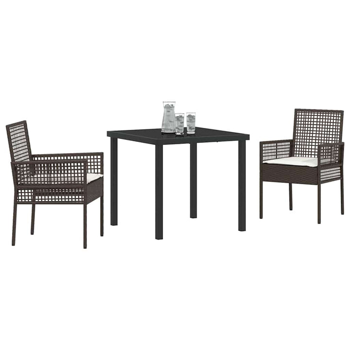 Have Spisebordssæt med pude 3 pcs Brun polyrattan
