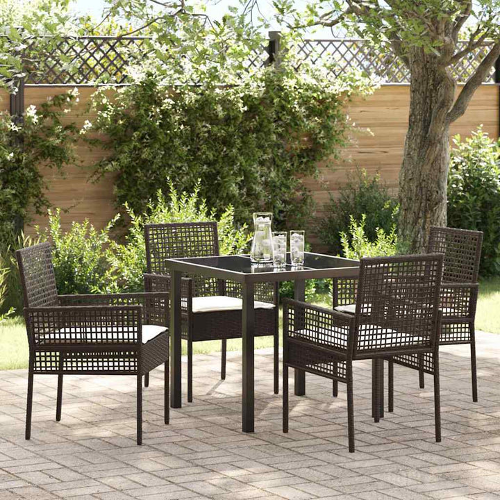 Have Spisebordssæt med pude 5 pcs Brun polyrattan