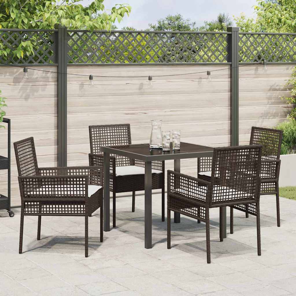 Have Spisebordssæt med pude 5 pcs Brun polyrattan