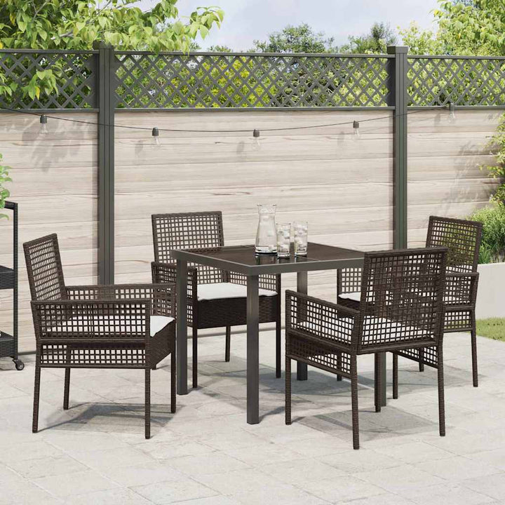 Have Spisebordssæt med pude 5 pcs Brun polyrattan