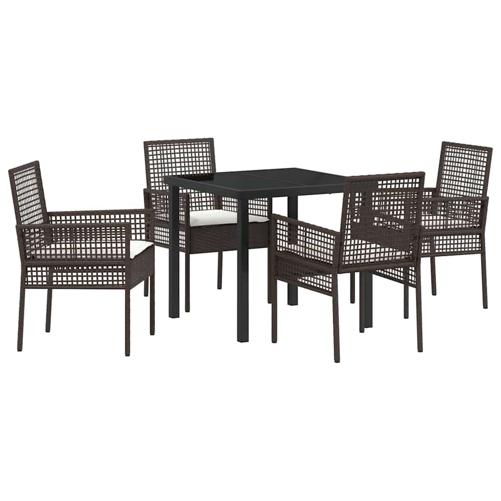 Have Spisebordssæt med pude 5 pcs Brun polyrattan