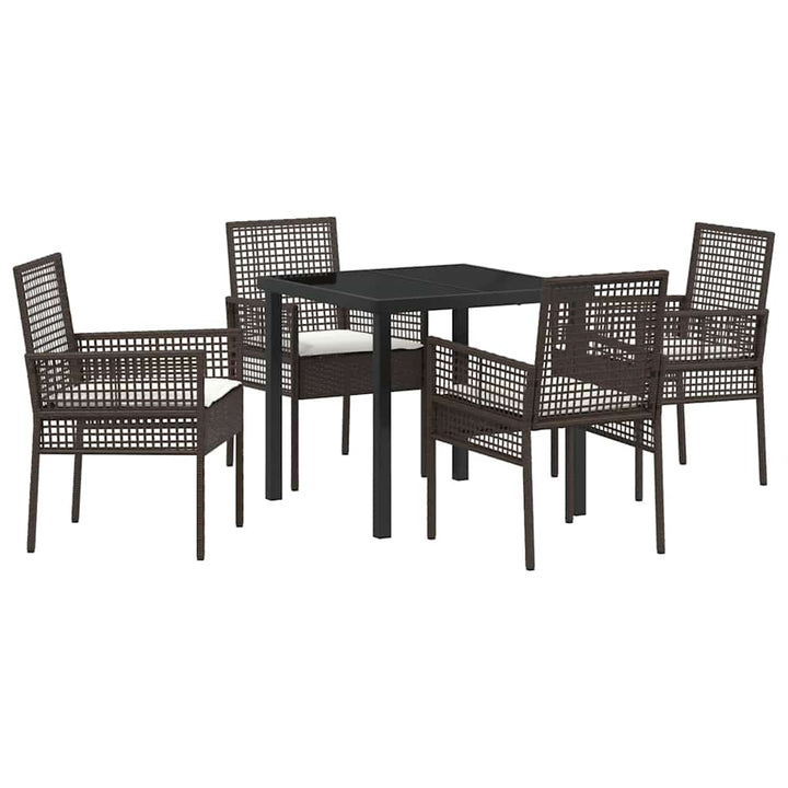 Have Spisebordssæt med pude 5 pcs Brun polyrattan