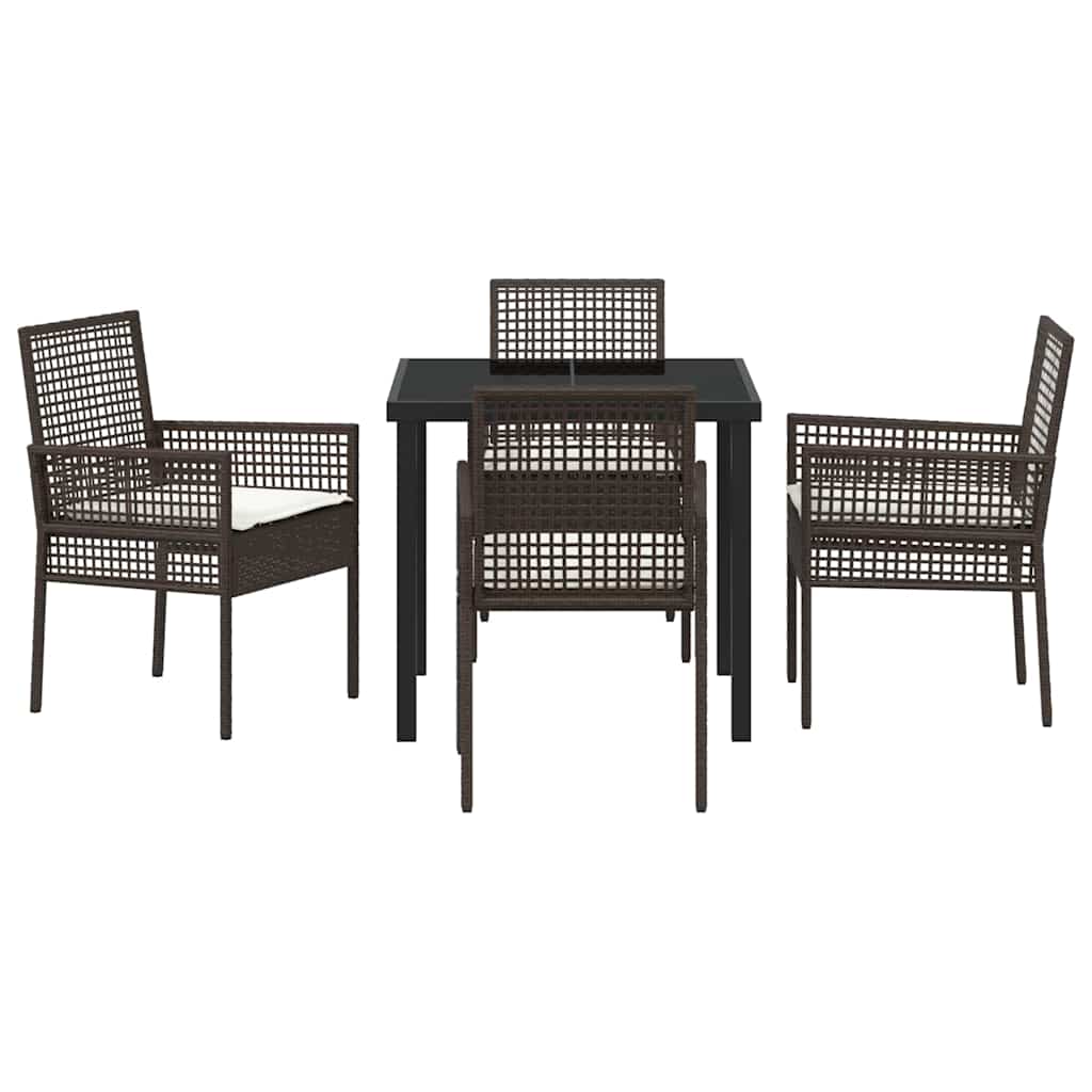 Have Spisebordssæt med pude 5 pcs Brun polyrattan