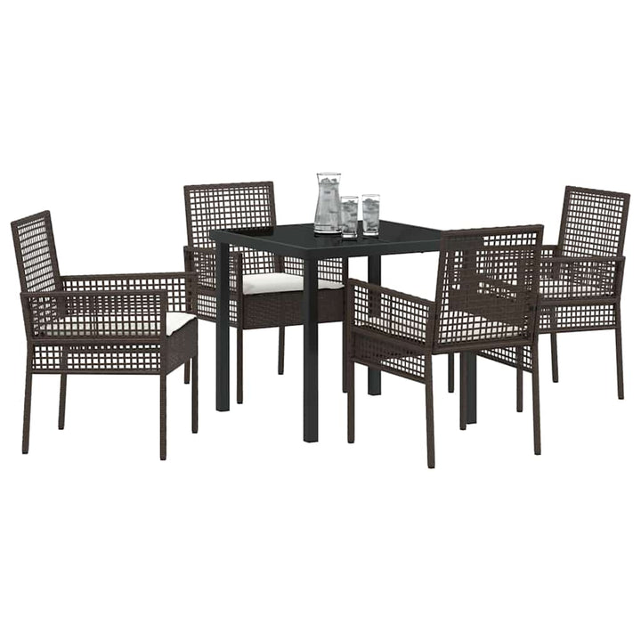 Have Spisebordssæt med pude 5 pcs Brun polyrattan